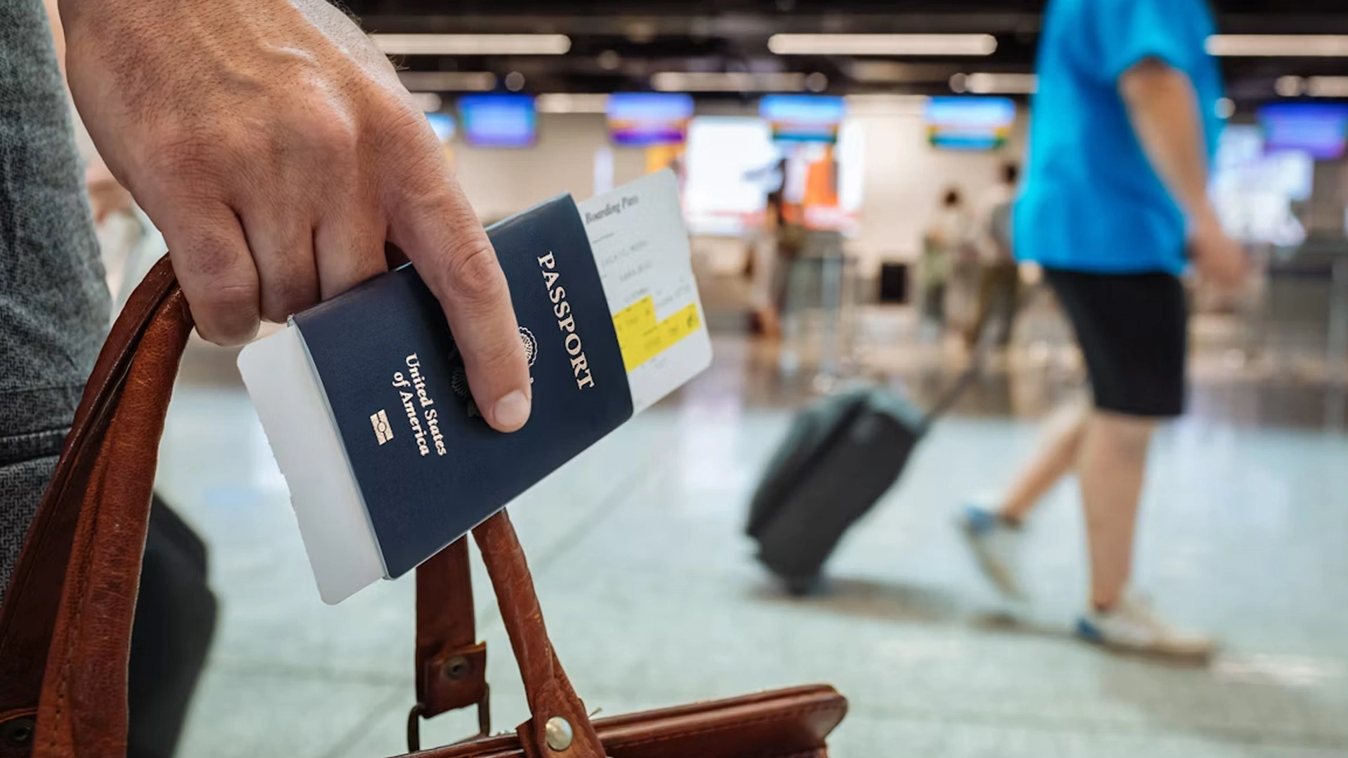 Traveler relaxes at airport